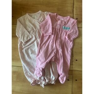 Mud‎ Pie Just One Year Carter's Baby Girl Pink Star Gown Footie Set 0 3 Months